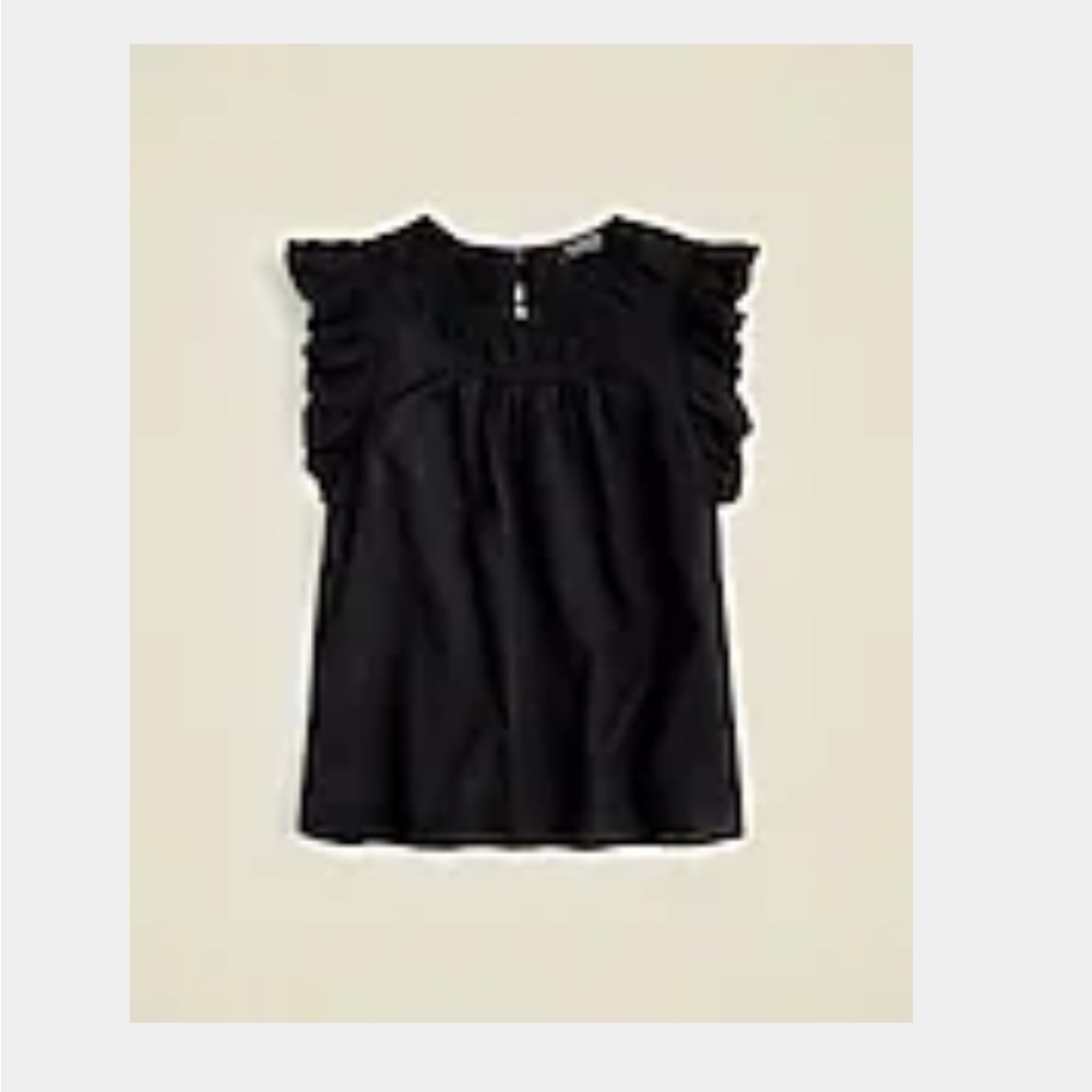 NWOT J. Crew Women’s Black Ruffle Sleeve Blouse